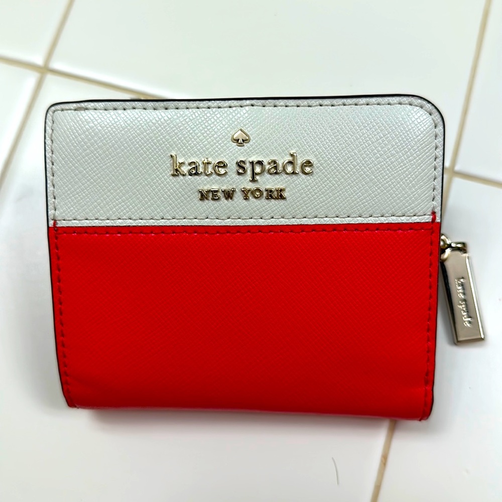 Kate Spade bifold, red, white and blue color block wallet! Like new!